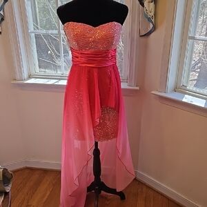Xtraordinary Pink Sequin Dress Junior Sz 7 Prom Strapless Speechless High-low‎